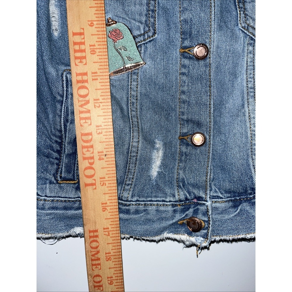 Disney Beauty & the Beast Denim Sequin Jacket Belle Sz US 7/8 Girls Jean Blue - Picture 5 of 10